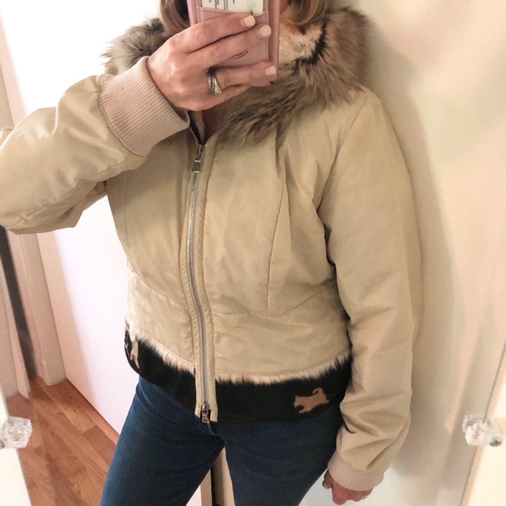 Prada fur lined hooded jacket